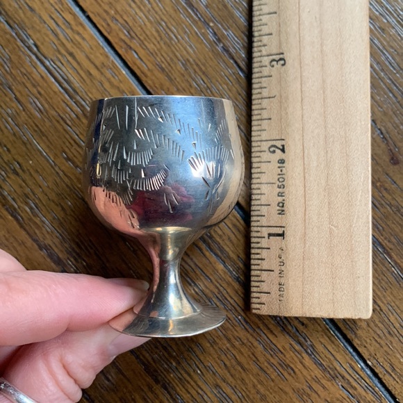 Vintage 1960’s Silverplate Etched Cordial Goblet Set in Velvet Box - Picture 4 of 9